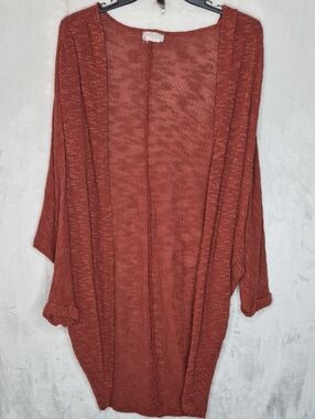 Free People Beach Sweetheart Oversized Cardigan Rust OS (One Size) 43"